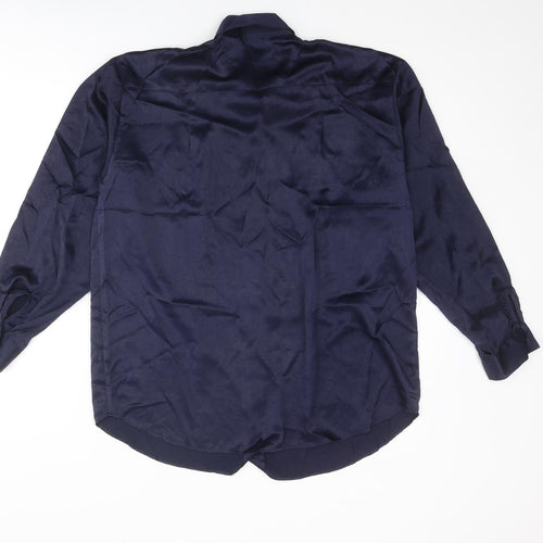 St Michael Womens Blue Polyester Basic Button-Up Size 10 Collared