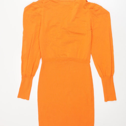 River Island Womens Orange Viscose A-Line Size 12 V-Neck Pullover