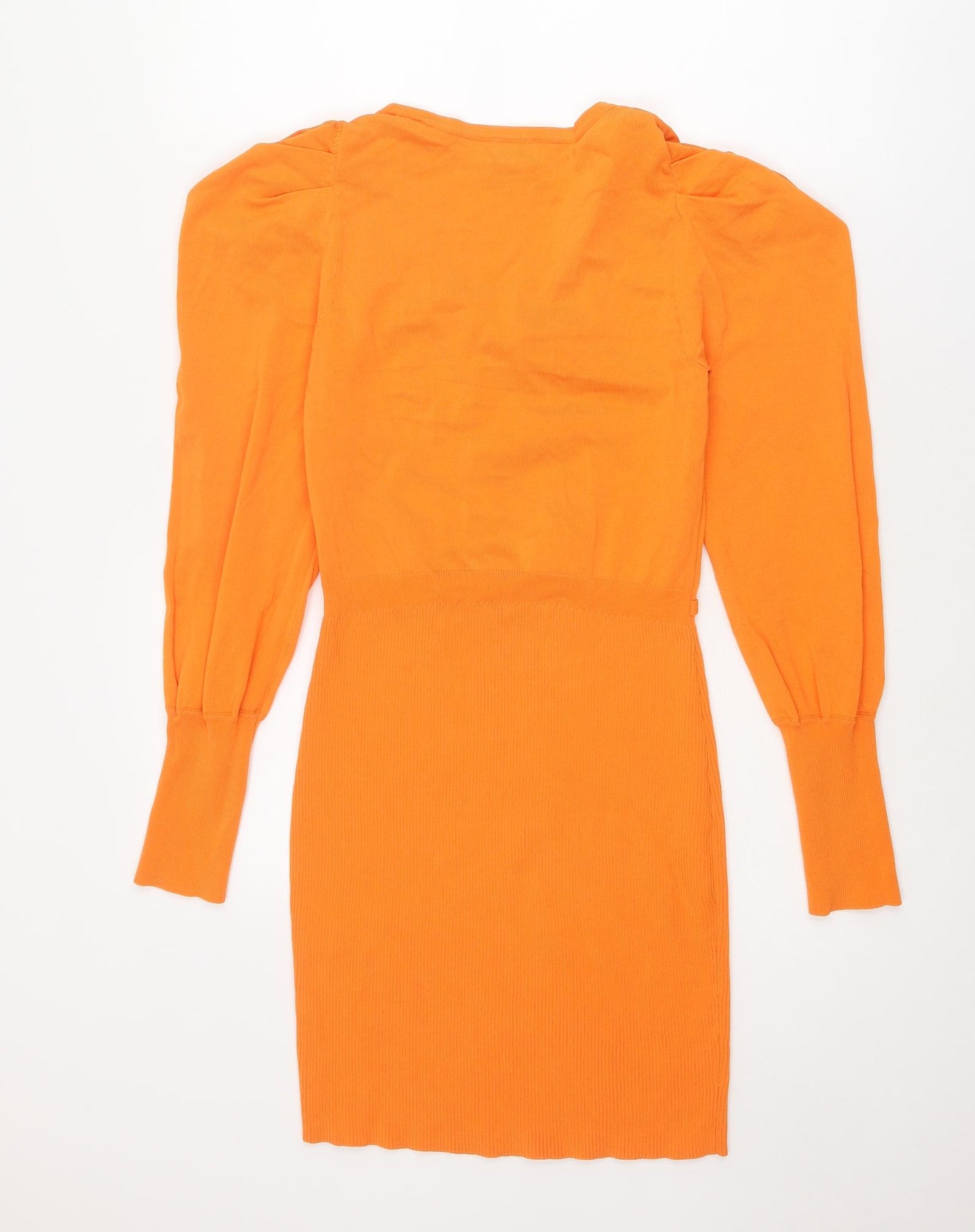 River Island Womens Orange Viscose A-Line Size 12 V-Neck Pullover