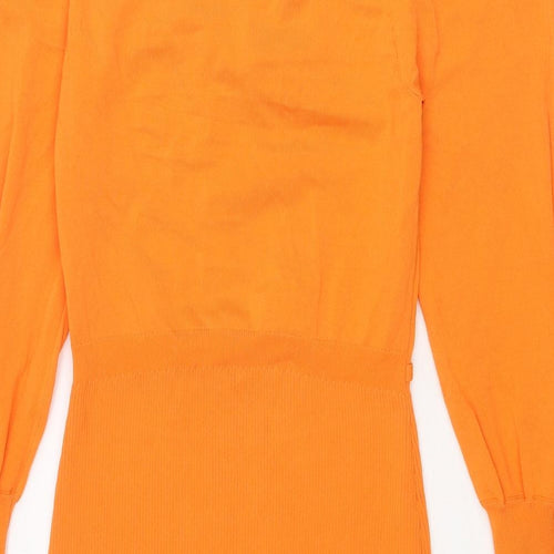 River Island Womens Orange Viscose A-Line Size 12 V-Neck Pullover