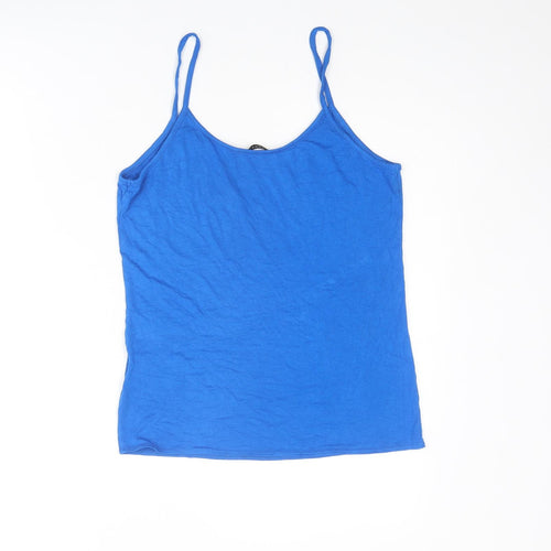 Oasis Womens Blue Viscose Basic Tank Size M Round Neck