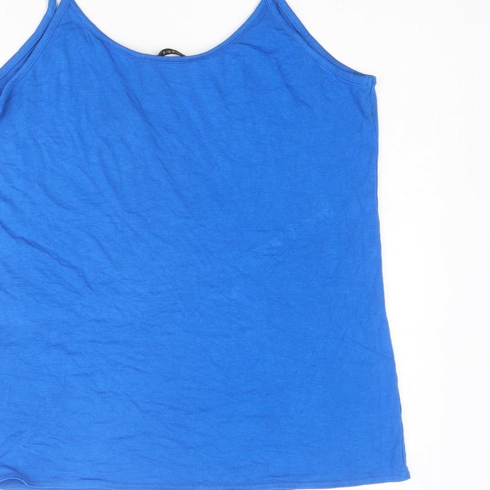 Oasis Womens Blue Viscose Basic Tank Size M Round Neck