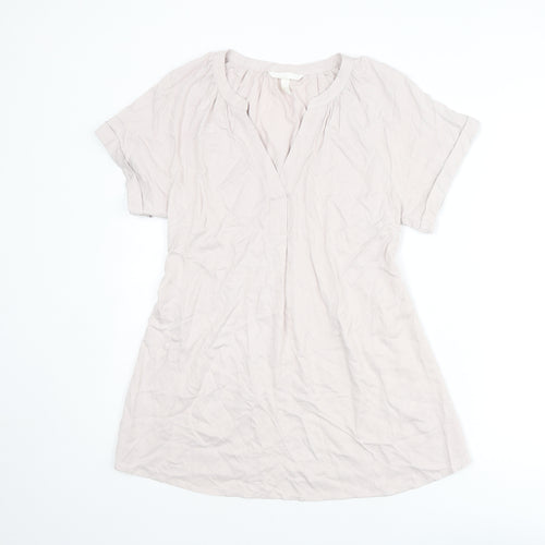 H&M Womens Pink Viscose Basic Blouse Size S V-Neck