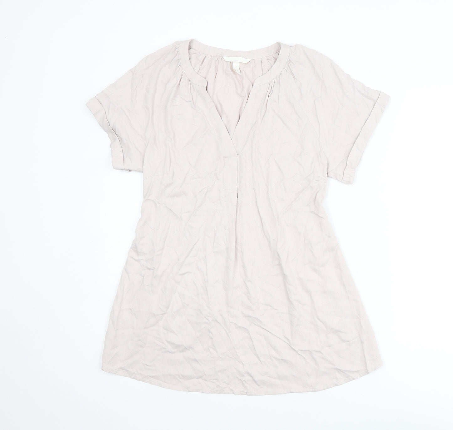 H&M Womens Pink Viscose Basic Blouse Size S V-Neck