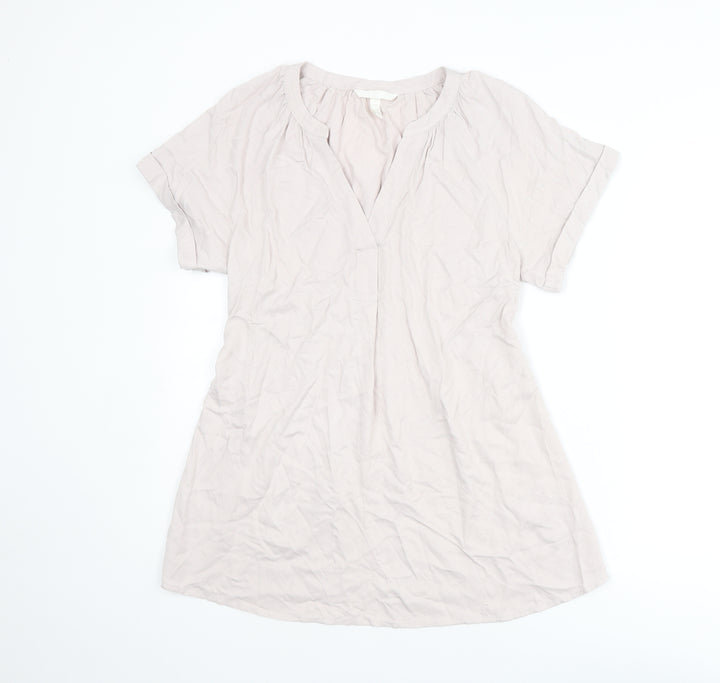 H&M Womens Pink Viscose Basic Blouse Size S V-Neck