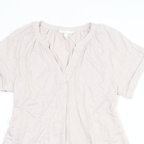 H&M Womens Pink Viscose Basic Blouse Size S V-Neck