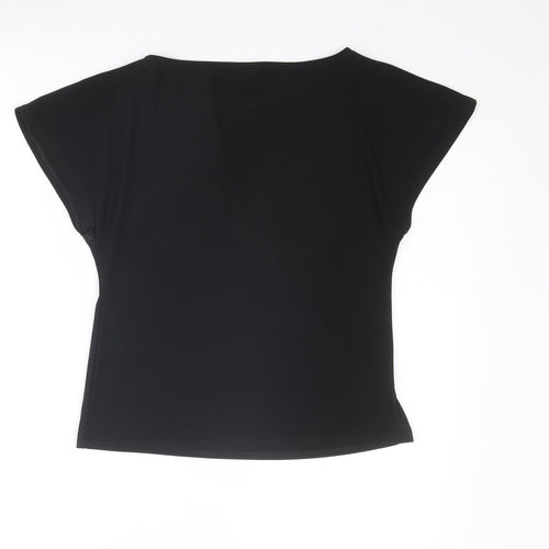 Country Casuals Womens Black Polyester Basic Blouse Size S Round Neck