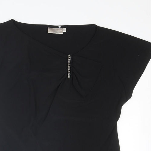 Country Casuals Womens Black Polyester Basic Blouse Size S Round Neck