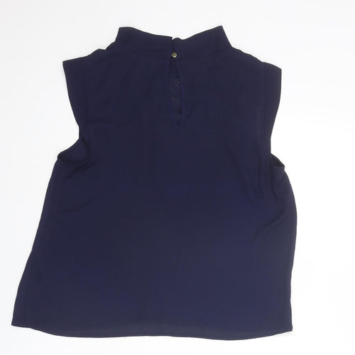 Oasis Womens Blue Polyester Basic Tank Size 14 Mock Neck - Flowers