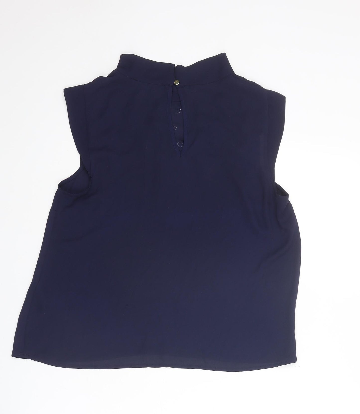 Oasis Womens Blue Polyester Basic Tank Size 14 Mock Neck - Flowers
