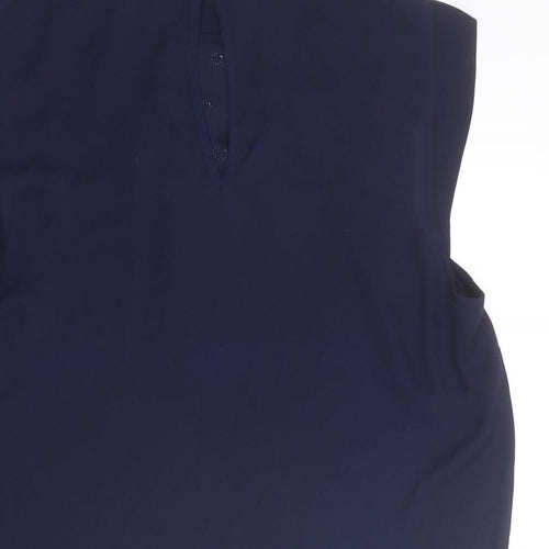 Oasis Womens Blue Polyester Basic Tank Size 14 Mock Neck - Flowers