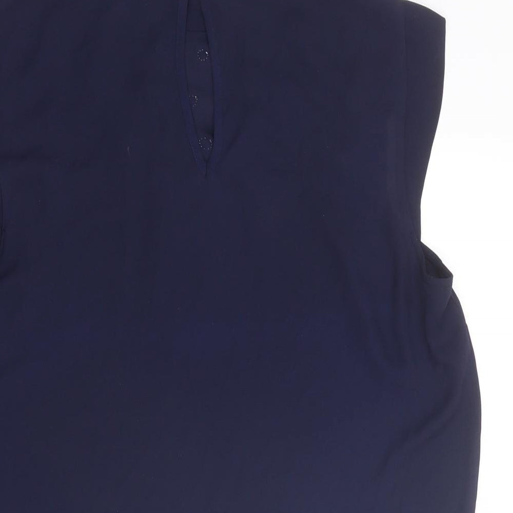 Oasis Womens Blue Polyester Basic Tank Size 14 Mock Neck - Flowers
