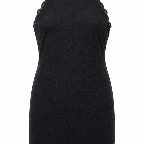 New Look Womens Black Geometric Nylon Slip Dress Size 12 Round Neck Pullover