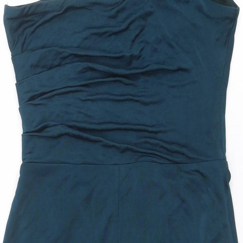 Warehouse Womens Blue Polyester A-Line Size 10 One Shoulder Pullover