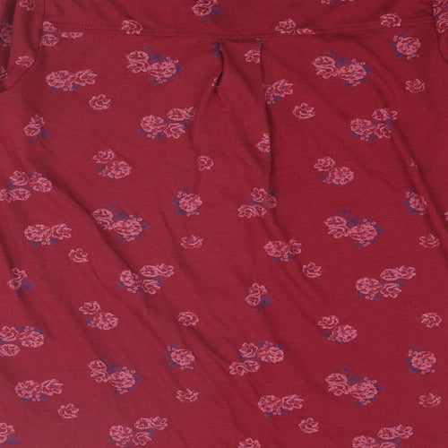 Plum Tree Womens Red Floral Polyester Basic Button-Up Size 8 V-Neck