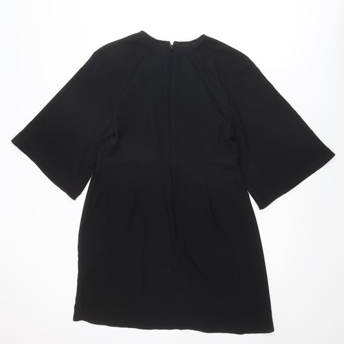 Topshop Womens Black Polyester A-Line Size 12 Round Neck Zip