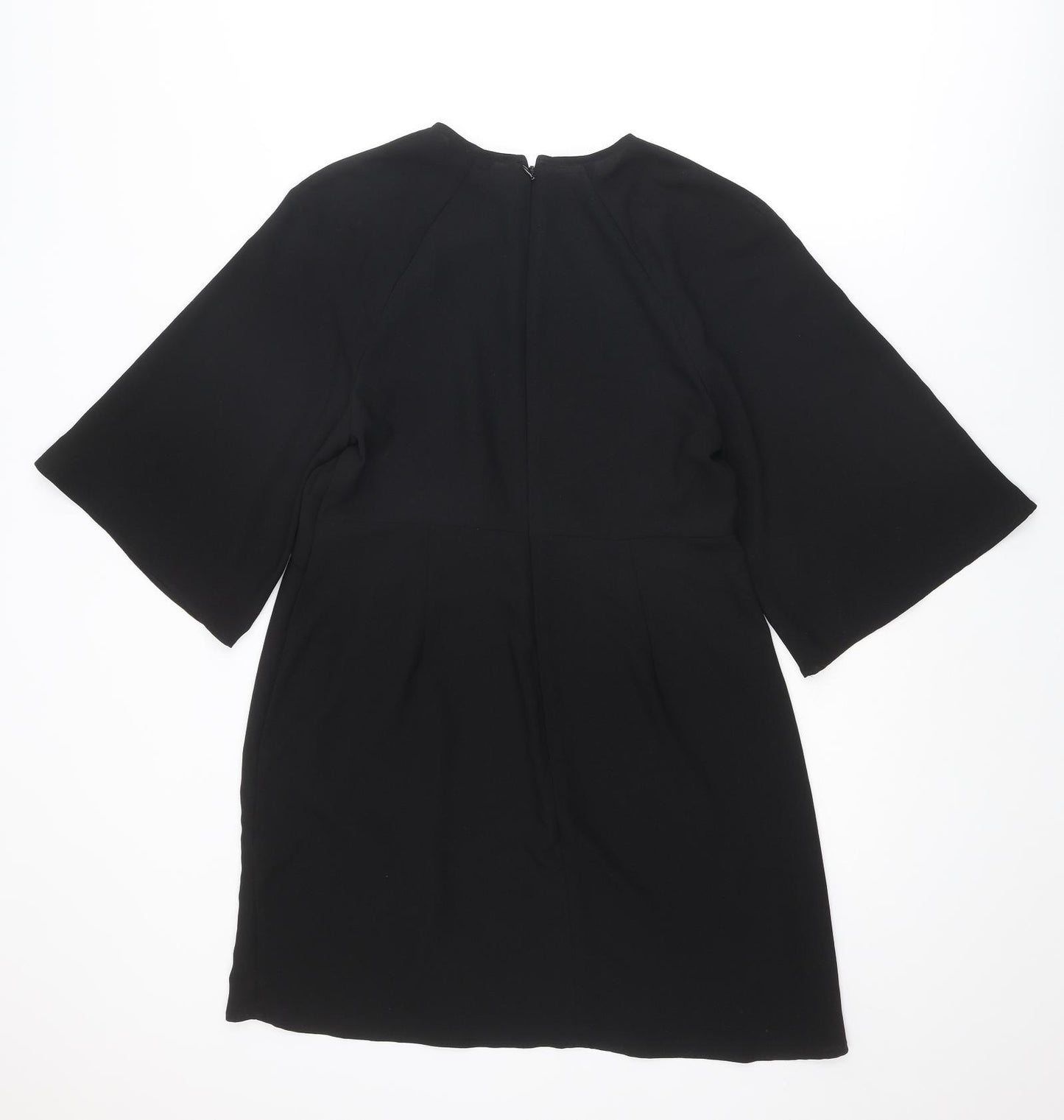 Topshop Womens Black Polyester A-Line Size 12 Round Neck Zip
