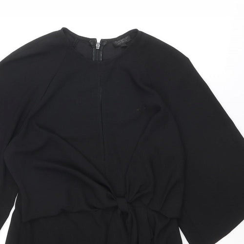 Topshop Womens Black Polyester A-Line Size 12 Round Neck Zip