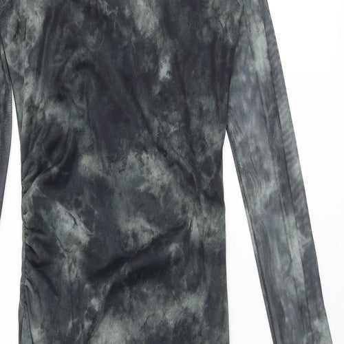 PRETTYLITTLETHING Womens Grey Tie Dye Polyester Bodycon Size 10 Round Neck Pullover