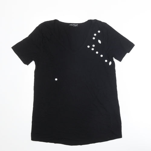 Select Womens Black Viscose Basic T-Shirt Size 10 Round Neck