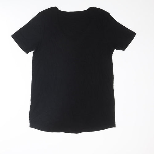 Select Womens Black Viscose Basic T-Shirt Size 10 Round Neck
