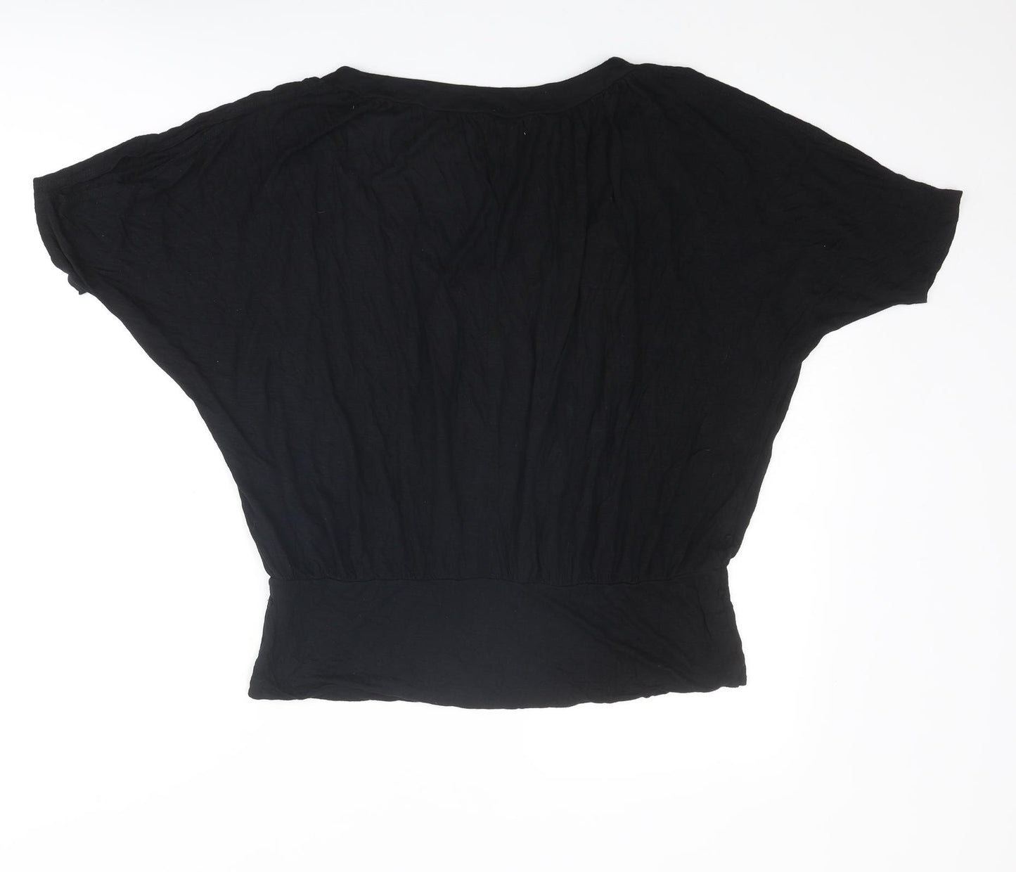 Red Herring Womens Black Viscose Basic T-Shirt Size 16 Round Neck