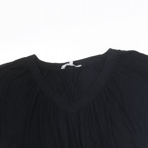 Red Herring Womens Black Viscose Basic T-Shirt Size 16 Round Neck
