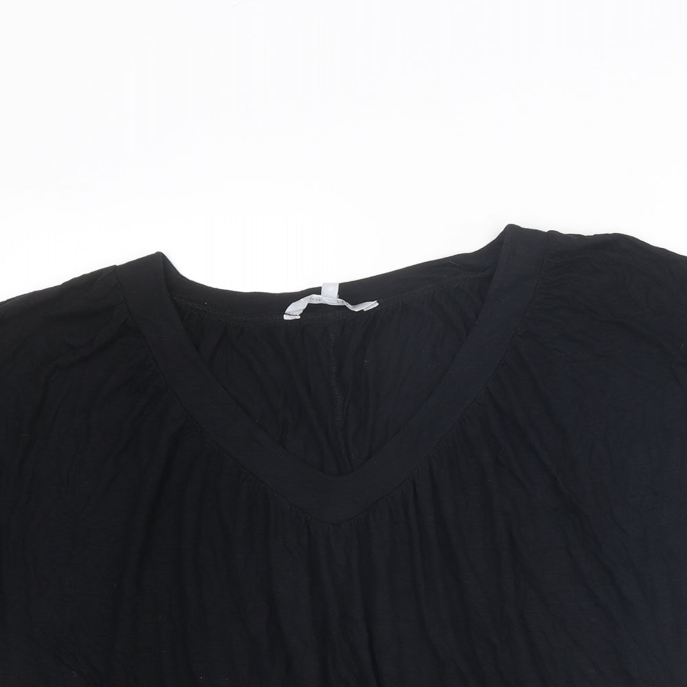 Red Herring Womens Black Viscose Basic T-Shirt Size 16 Round Neck