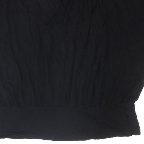 Red Herring Womens Black Viscose Basic T-Shirt Size 16 Round Neck