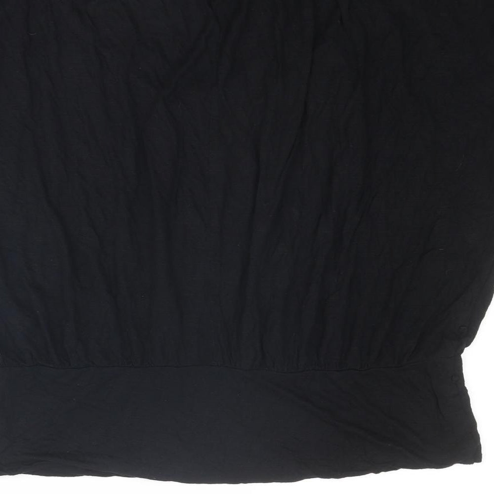 Red Herring Womens Black Viscose Basic T-Shirt Size 16 Round Neck