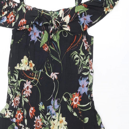 Klass Womens Multicoloured Floral Viscose A-Line Size 12 Round Neck Pullover - Cold shoulder