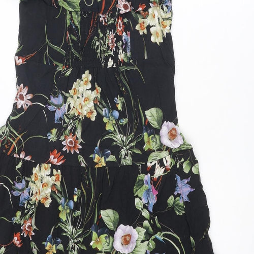 Klass Womens Multicoloured Floral Viscose A-Line Size 12 Round Neck Pullover - Cold shoulder