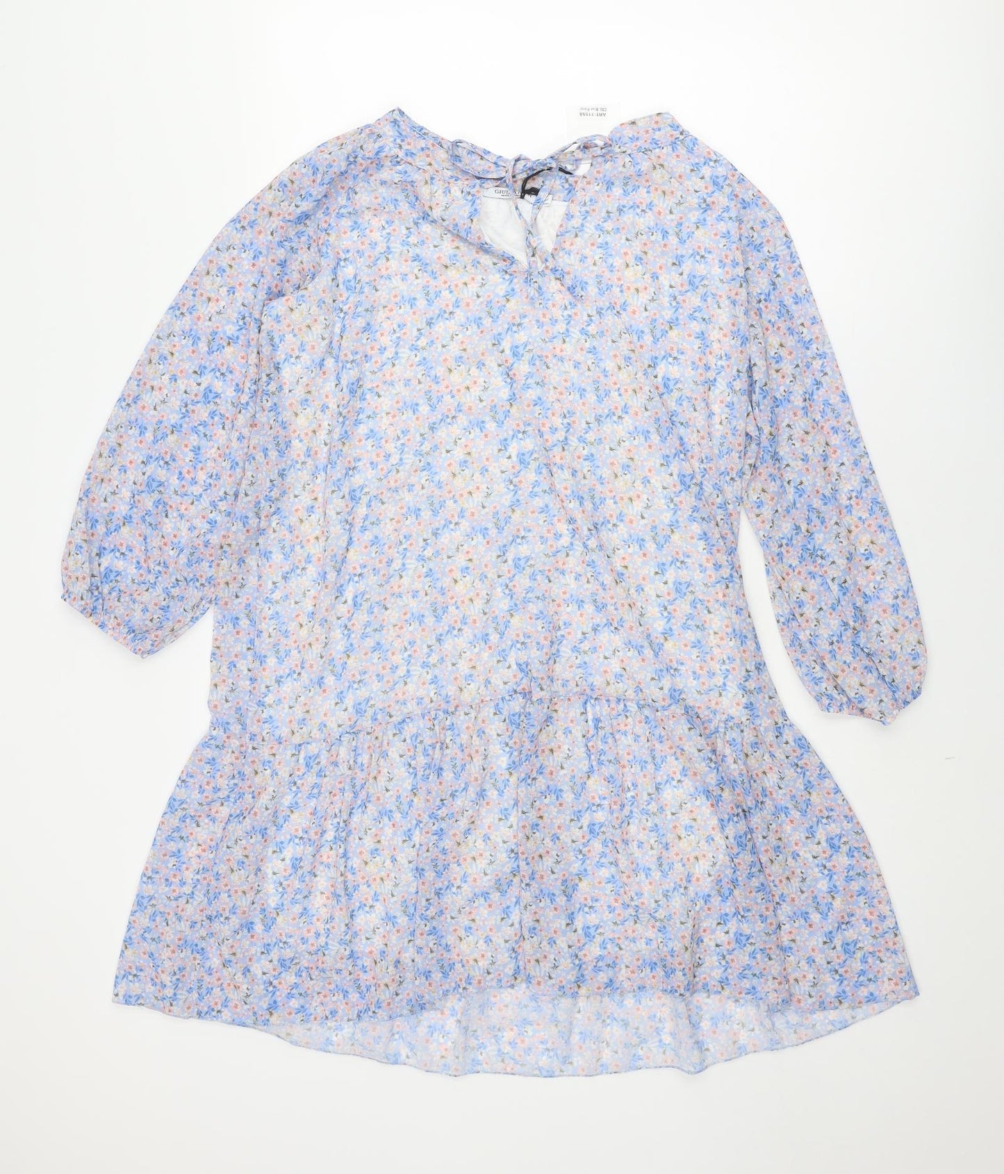 Giulia Rosi Womens Multicoloured Floral Polyester Skater Dress Size L Round Neck Tie