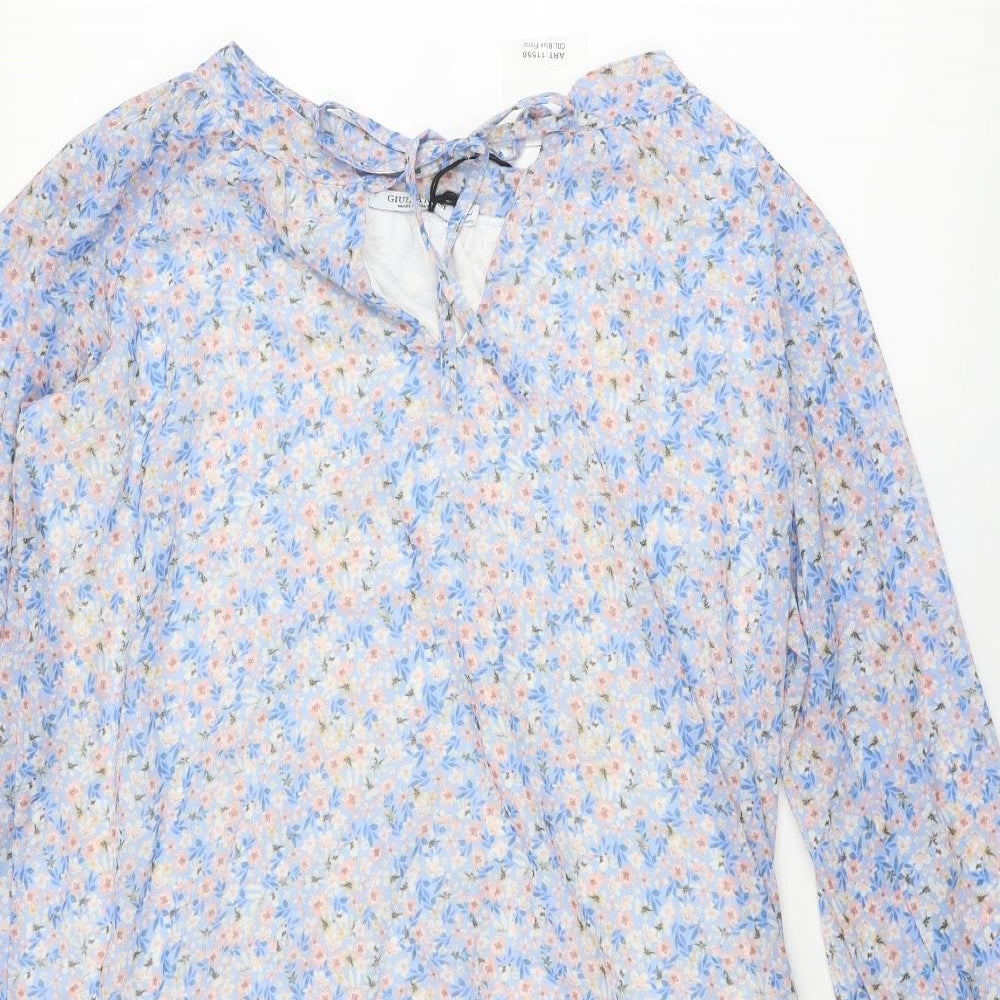 Giulia Rosi Womens Multicoloured Floral Polyester Skater Dress Size L Round Neck Tie
