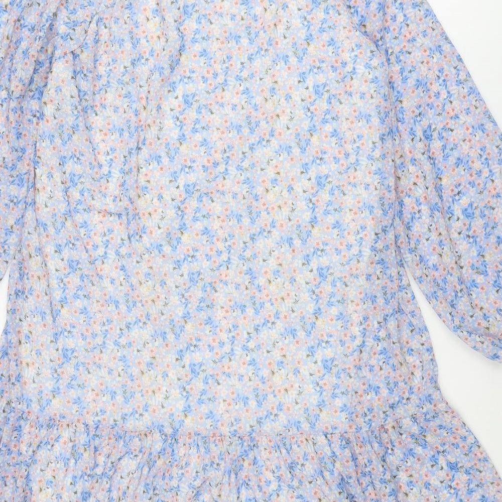 Giulia Rosi Womens Multicoloured Floral Polyester Skater Dress Size L Round Neck Tie