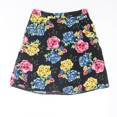 ASOS Womens Multicoloured Floral Viscose A-Line Skirt Size 6 Zip