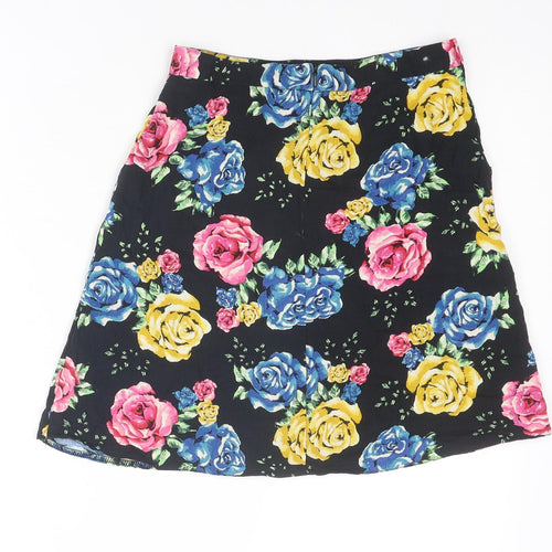 ASOS Womens Multicoloured Floral Viscose A-Line Skirt Size 6 Zip