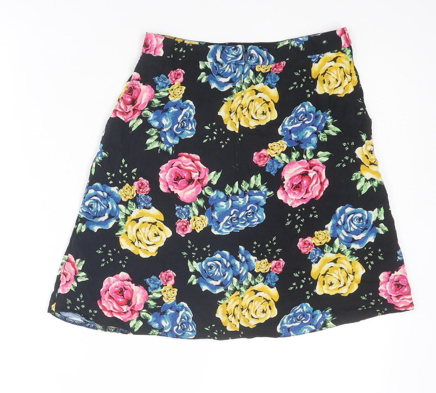 ASOS Womens Multicoloured Floral Viscose A-Line Skirt Size 6 Zip
