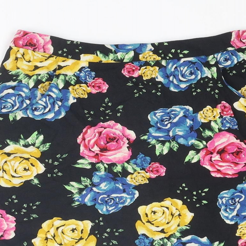 ASOS Womens Multicoloured Floral Viscose A-Line Skirt Size 6 Zip