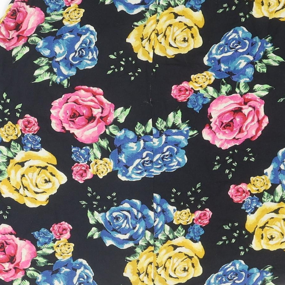 ASOS Womens Multicoloured Floral Viscose A-Line Skirt Size 6 Zip