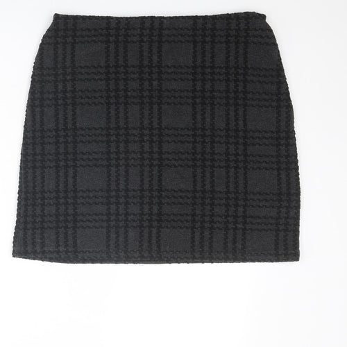 Marks and Spencer Womens Grey Geometric Polyester A-Line Skirt Size 16