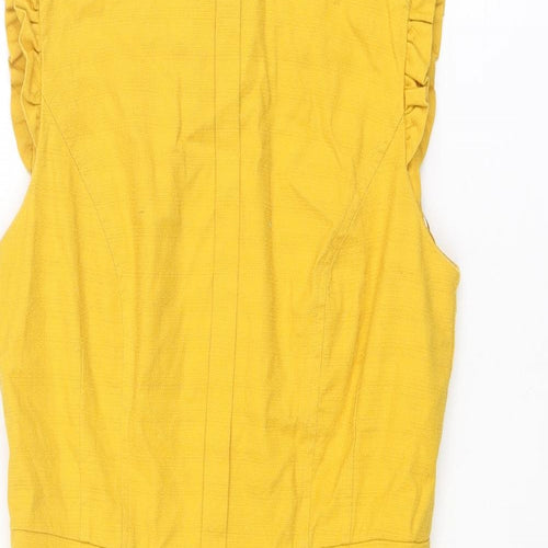 Oasis Womens Yellow Cotton Shift Size 10 Round Neck Zip