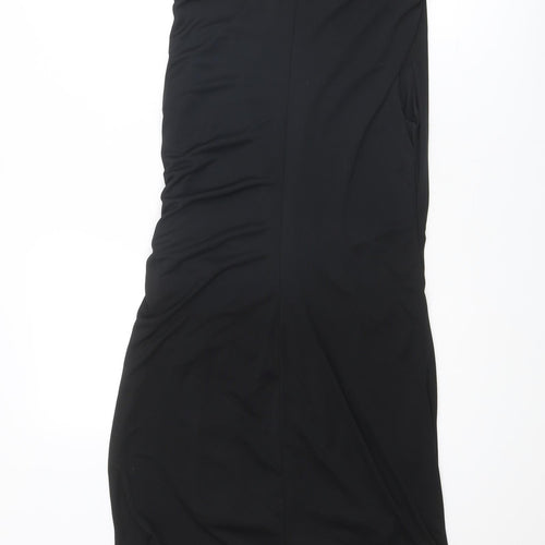 Zara Womens Black Polyester A-Line Size XL Boat Neck Zip