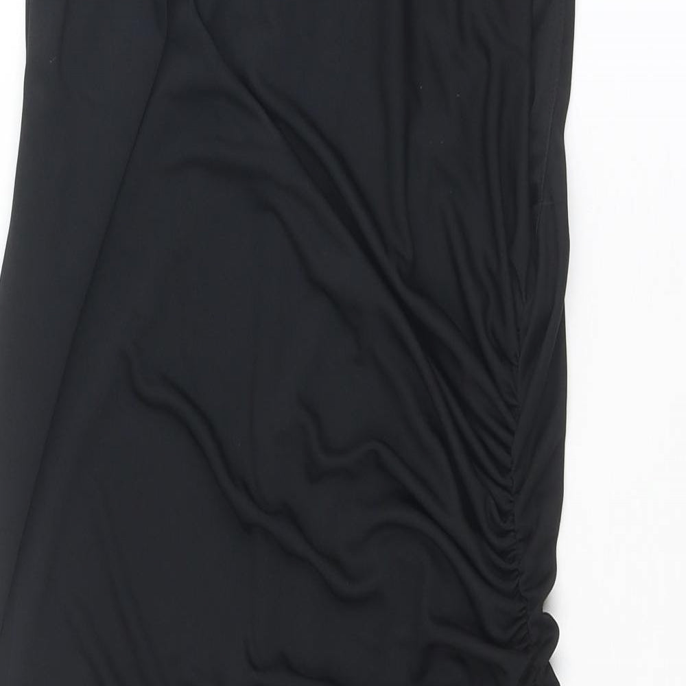 Zara Womens Black Polyester A-Line Size XL Boat Neck Zip
