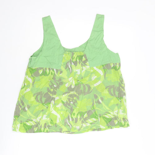 Fat Face Womens Green Geometric Cotton Basic Tank Size 16 Round Neck