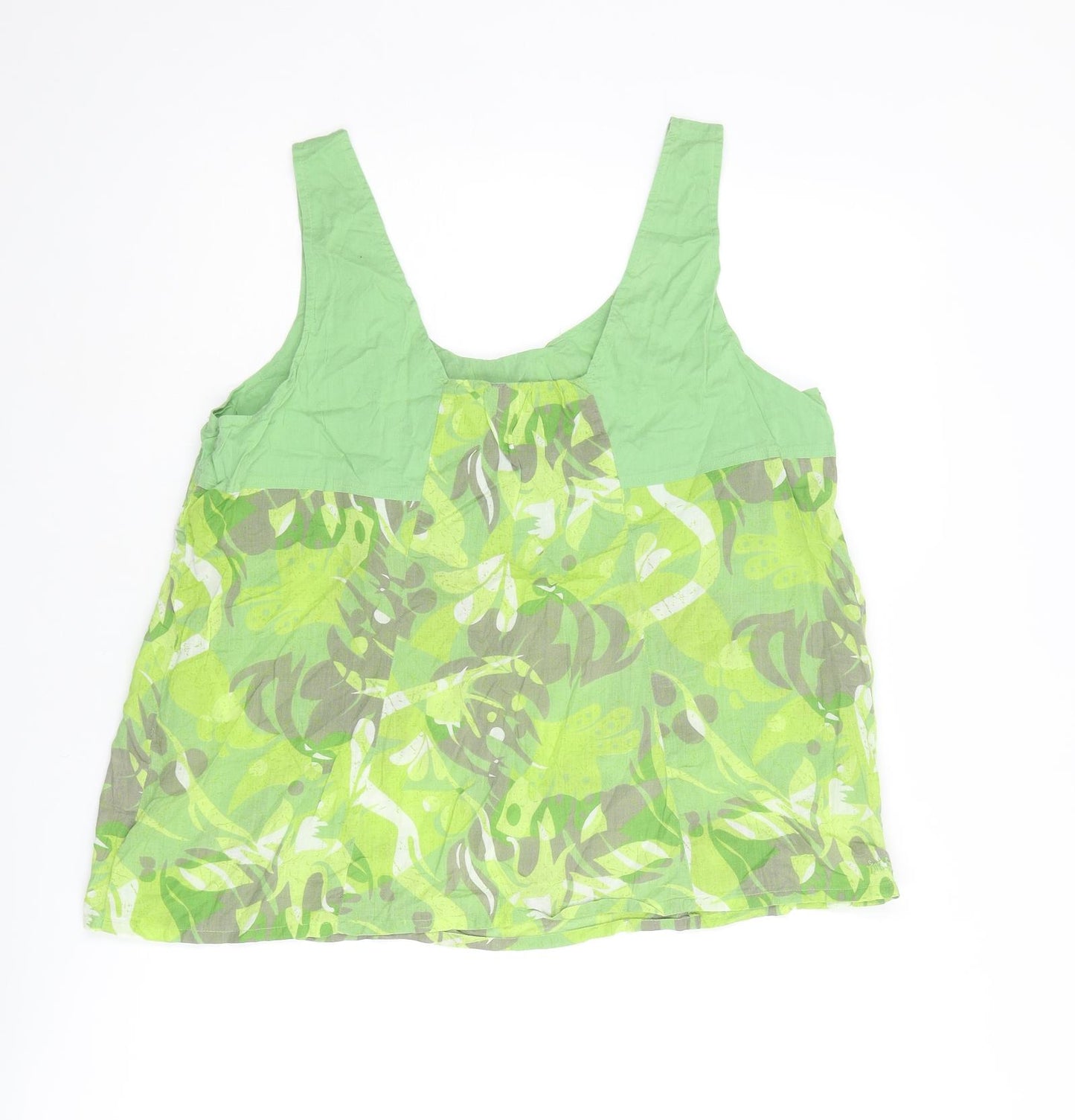 Fat Face Womens Green Geometric Cotton Basic Tank Size 16 Round Neck