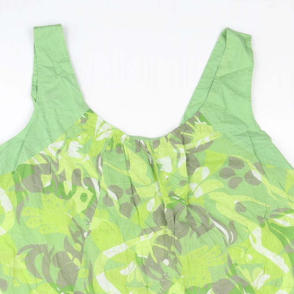 Fat Face Womens Green Geometric Cotton Basic Tank Size 16 Round Neck