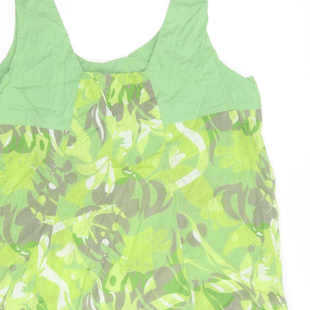 Fat Face Womens Green Geometric Cotton Basic Tank Size 16 Round Neck