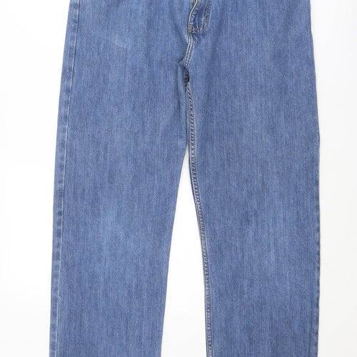 Blue Harbour Mens Blue Cotton Straight Jeans Size 34 in Regular Zip