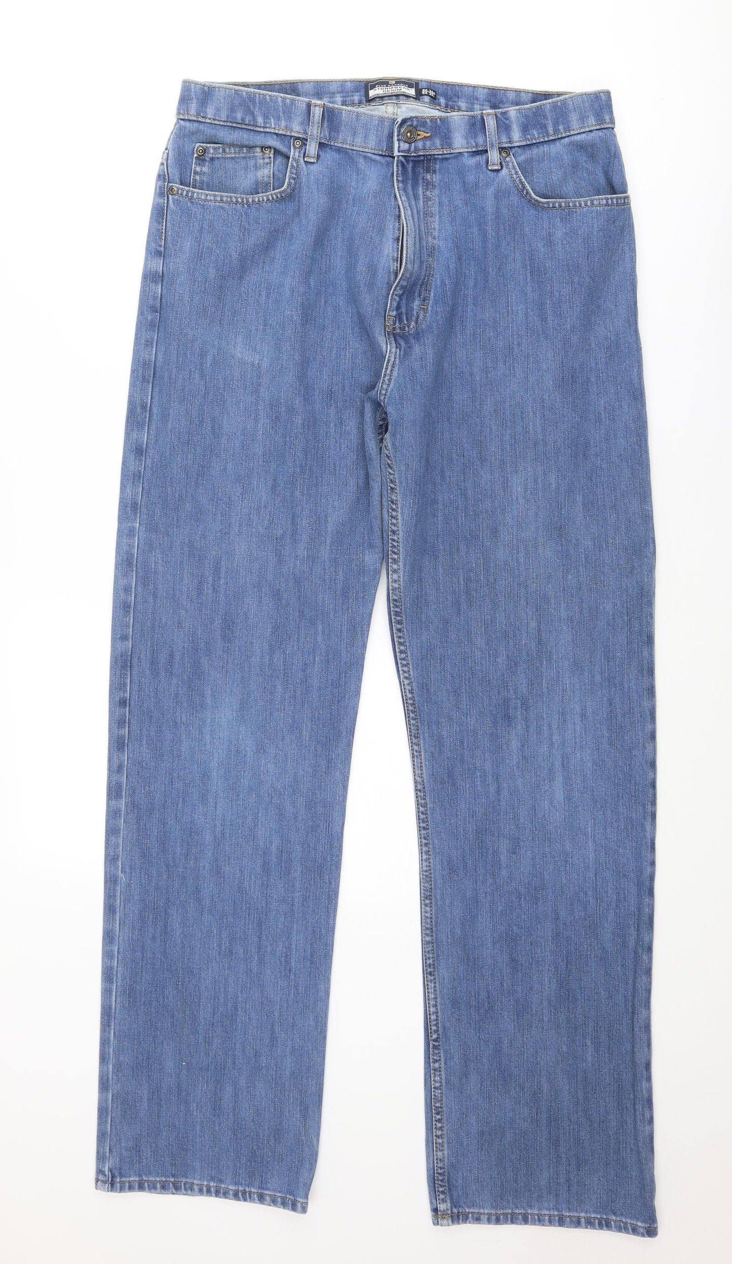 Blue Harbour Mens Blue Cotton Straight Jeans Size 34 in Regular Zip